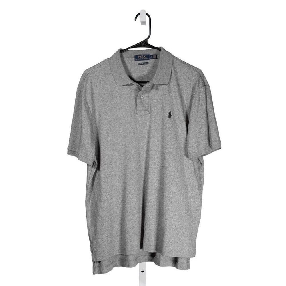 Ralph Lauren Mens Polo Shirt Gray Pima Soft Touch Cotton Knit Pony Logo Large